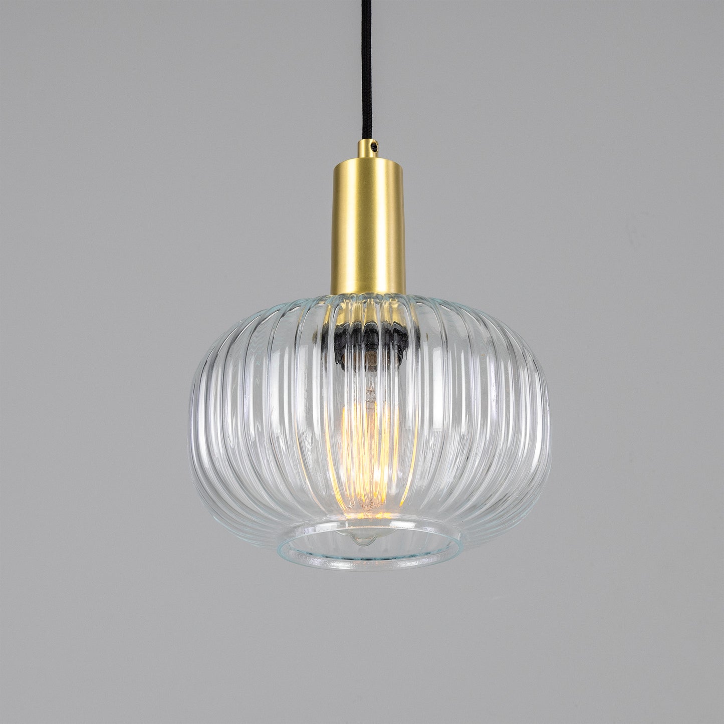 Nehir Reeded Glass and Brass Pendant