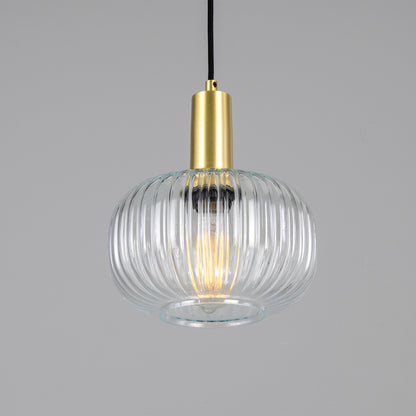 Nehir Reeded Glass and Brass Pendant