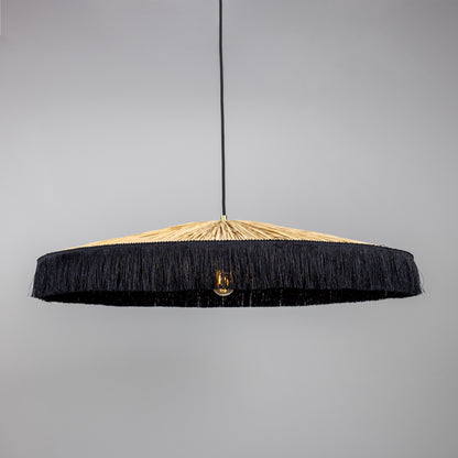 Syracuse Raffia Black Tassel Pendant Light