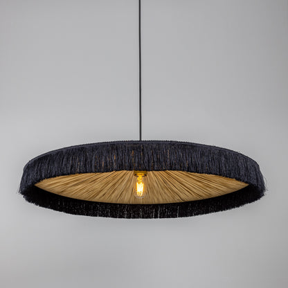 Syracuse Raffia Black Tassel Pendant Light