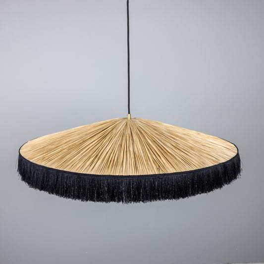 Syracuse Raffia Black Tassel Pendant Light