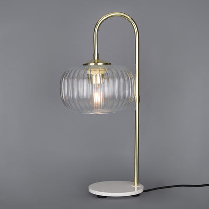 Aurora Reeded Glass and Brass Table Lamp