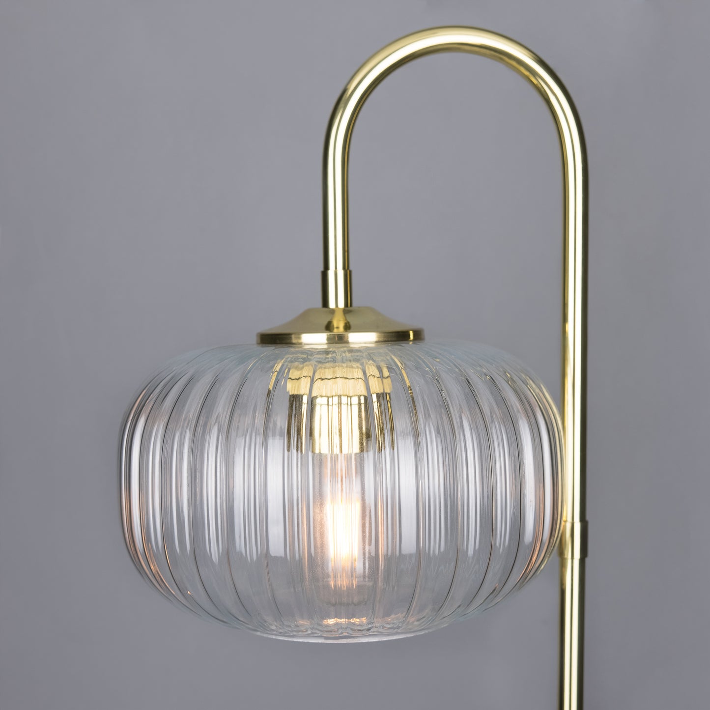 Aurora Reeded Glass and Brass Table Lamp