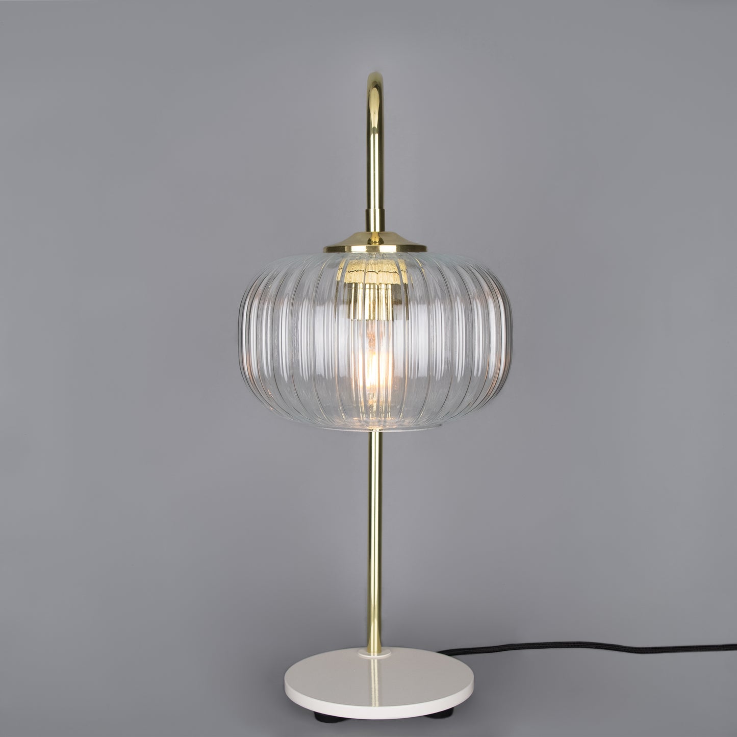 Aurora Reeded Glass and Brass Table Lamp