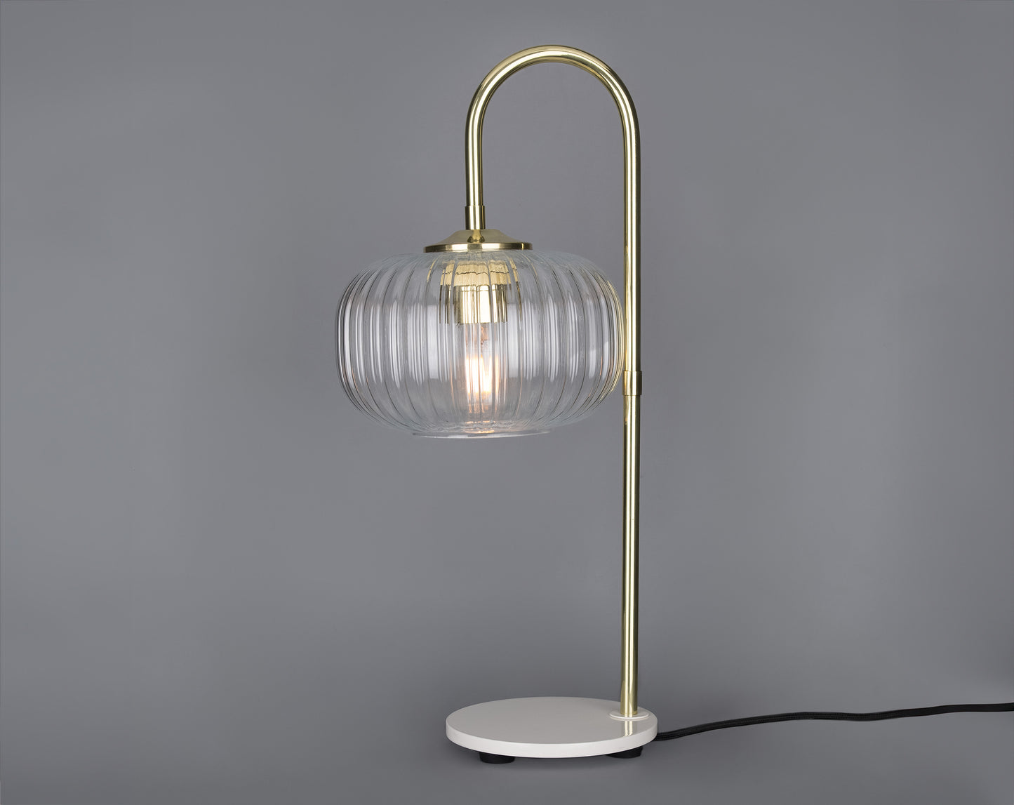 Aurora Reeded Glass and Brass Table Lamp