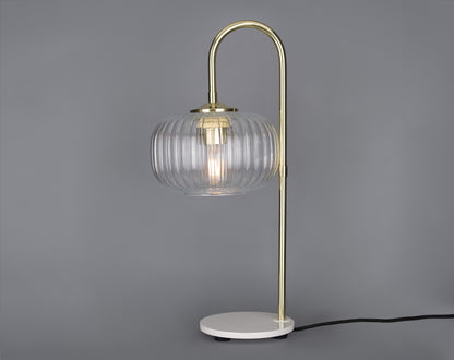 Aurora Reeded Glass and Brass Table Lamp