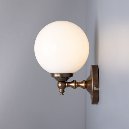 Cloghan Traditional Brass and Glass Globe Wall Light