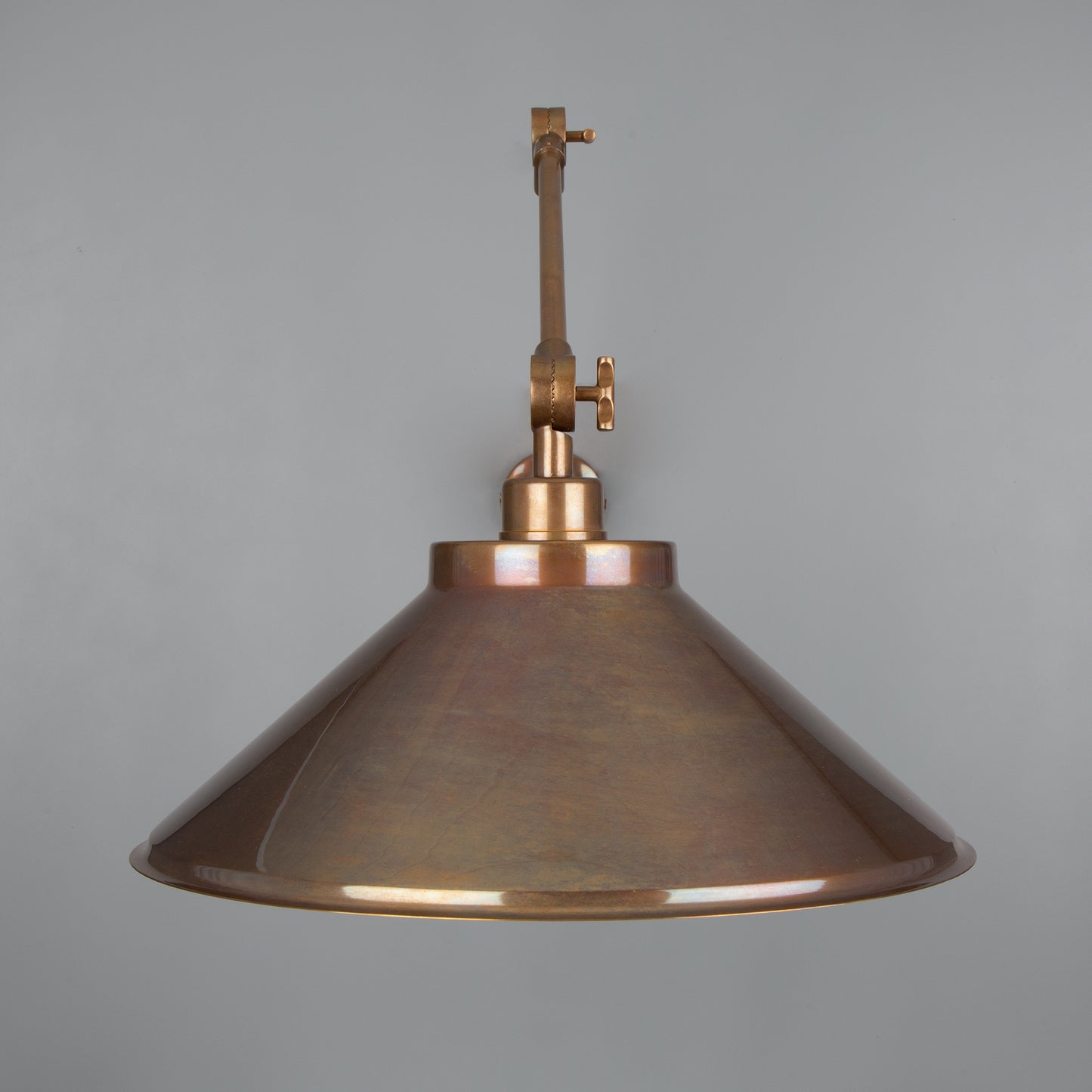 Rio Adjustable Arm Industrial Wall Light with Brass Shade