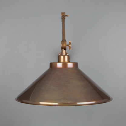 Rio Adjustable Arm Industrial Wall Light with Brass Shade