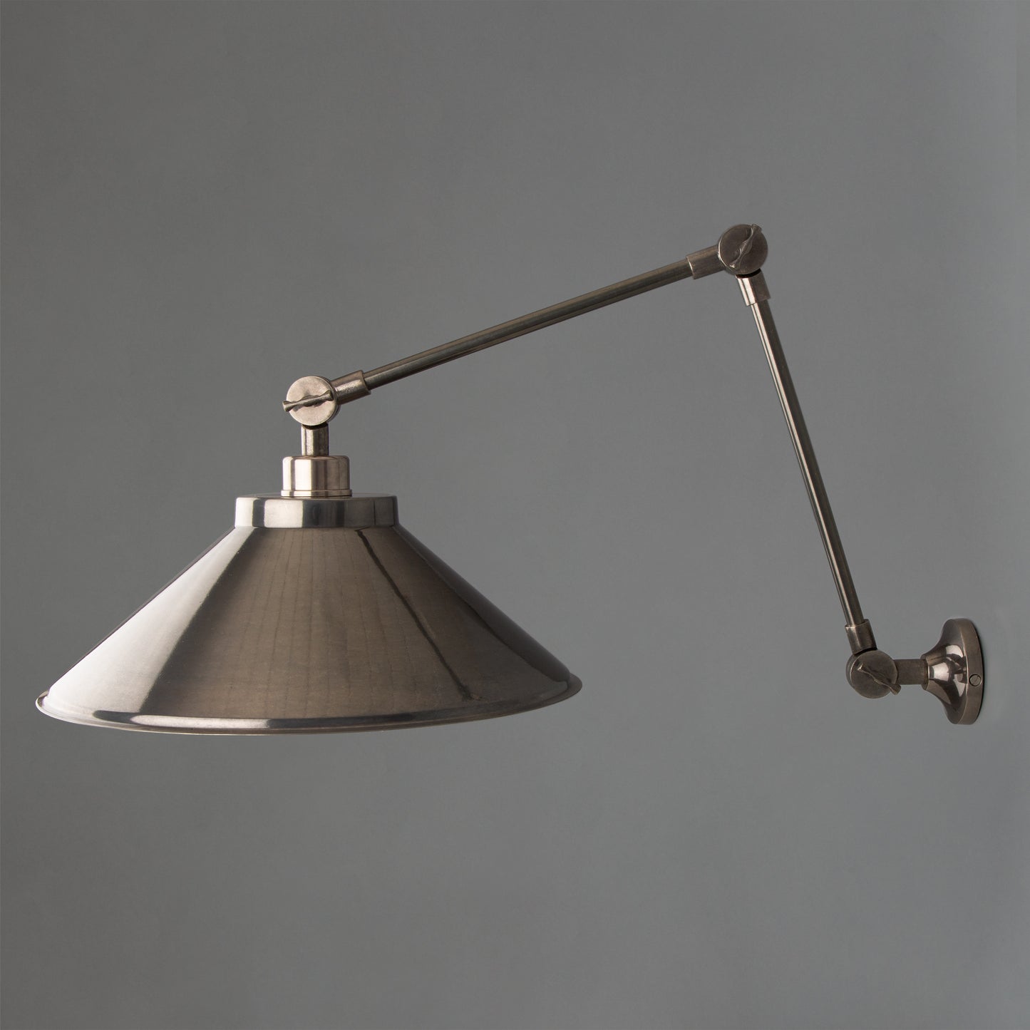 Rio Adjustable Arm Industrial Wall Light with Brass Shade