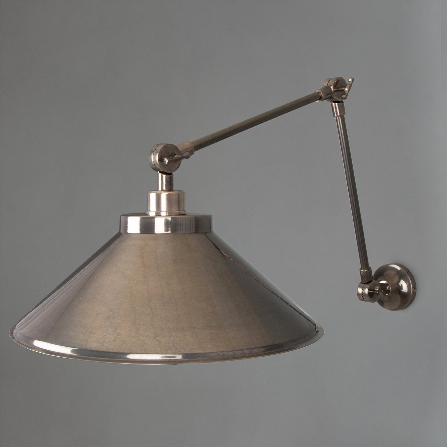 Rio Adjustable Arm Industrial Wall Light with Brass Shade