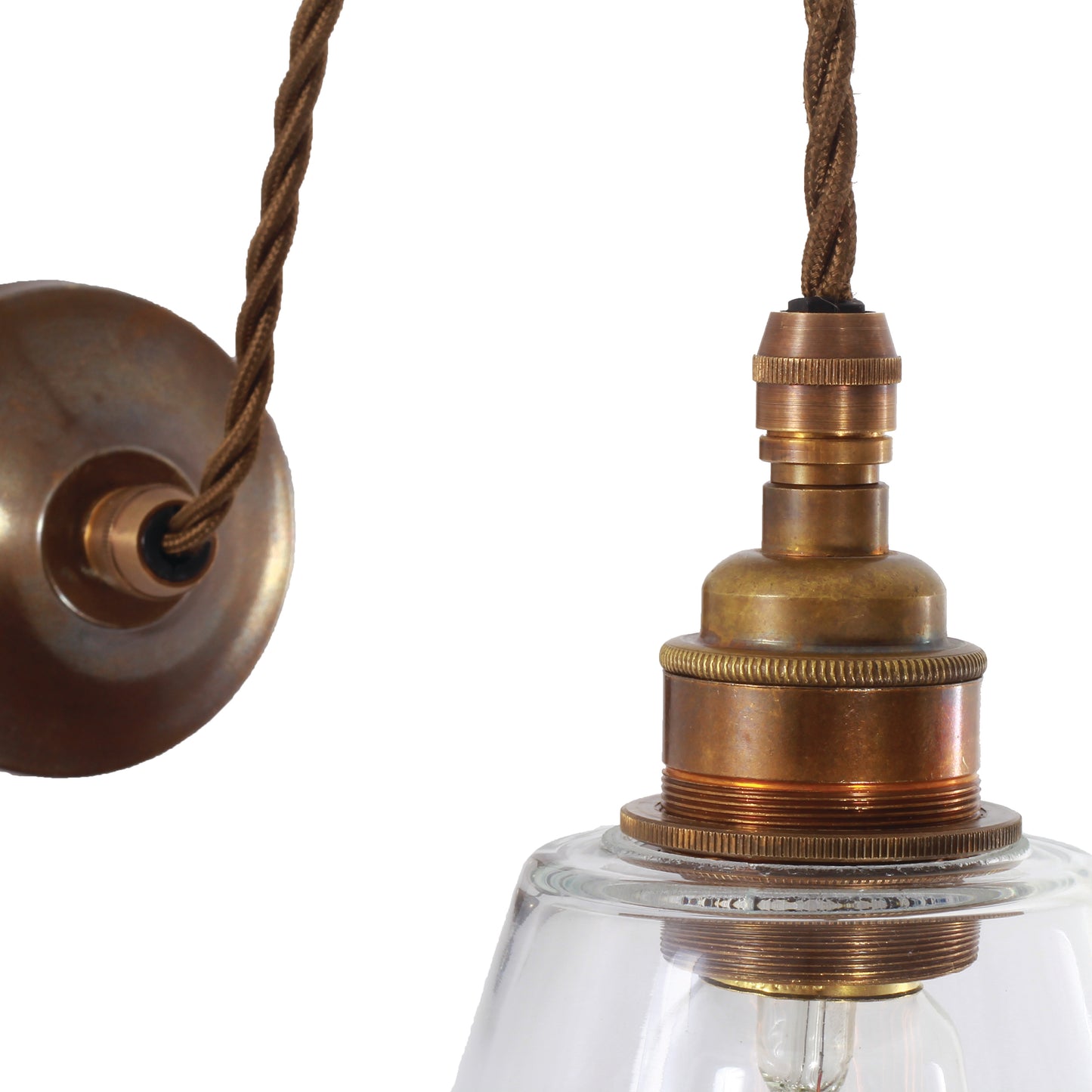 Rigale Industrial Pulley Wall Light with Stepped Glass Lamp Shade