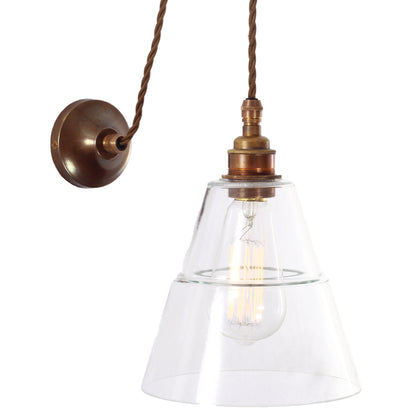 Rigale Industrial Pulley Wall Light with Stepped Glass Lamp Shade