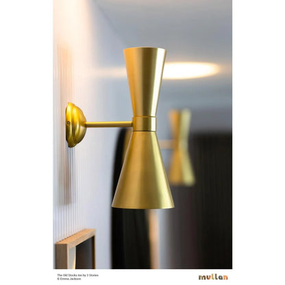 Amias Mid-Century Double Brass Cone Wall Light