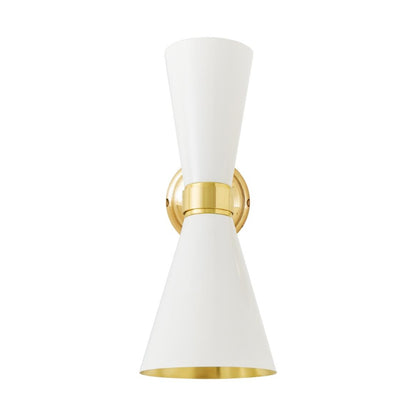 Cairo Mid-Century Double Cone Brass Wall Light