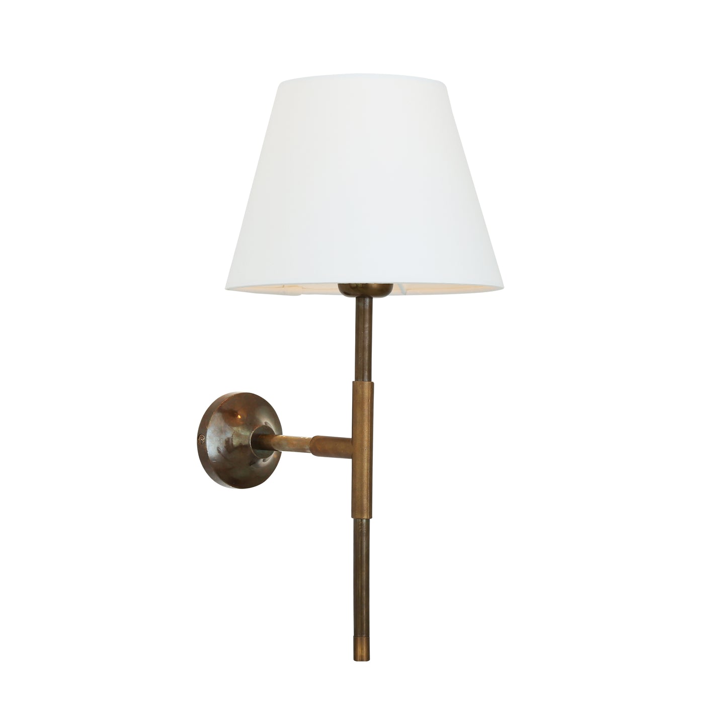 Tenby Modern Brass Wall Light with Empire Fabric Shade