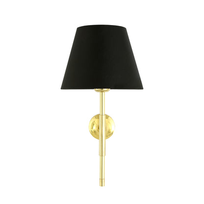 Tenby Modern Brass Wall Light with Empire Fabric Shade