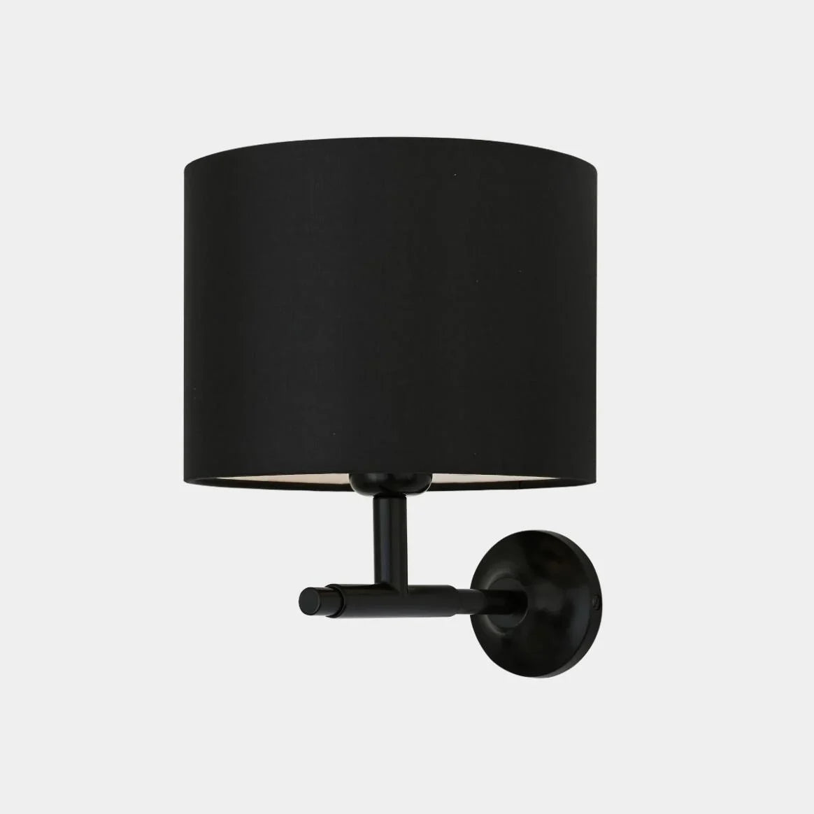 Bangor Modern Brass Wall Light with Drum Fabric Shade