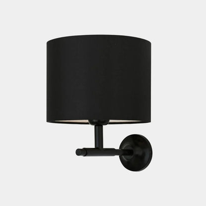 Bangor Modern Brass Wall Light with Drum Fabric Shade