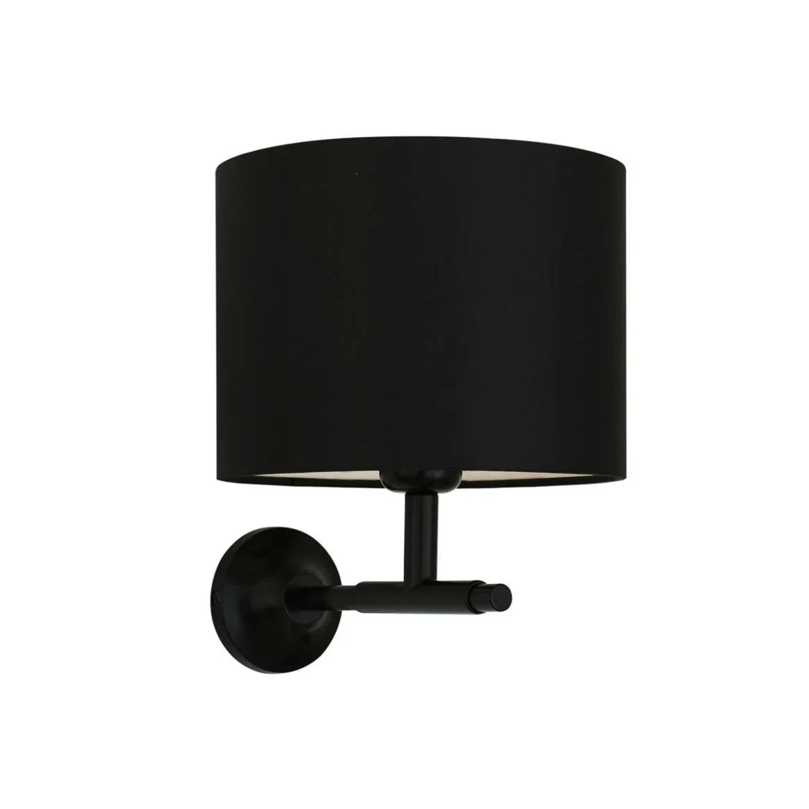 Bangor Modern Brass Wall Light with Drum Fabric Shade