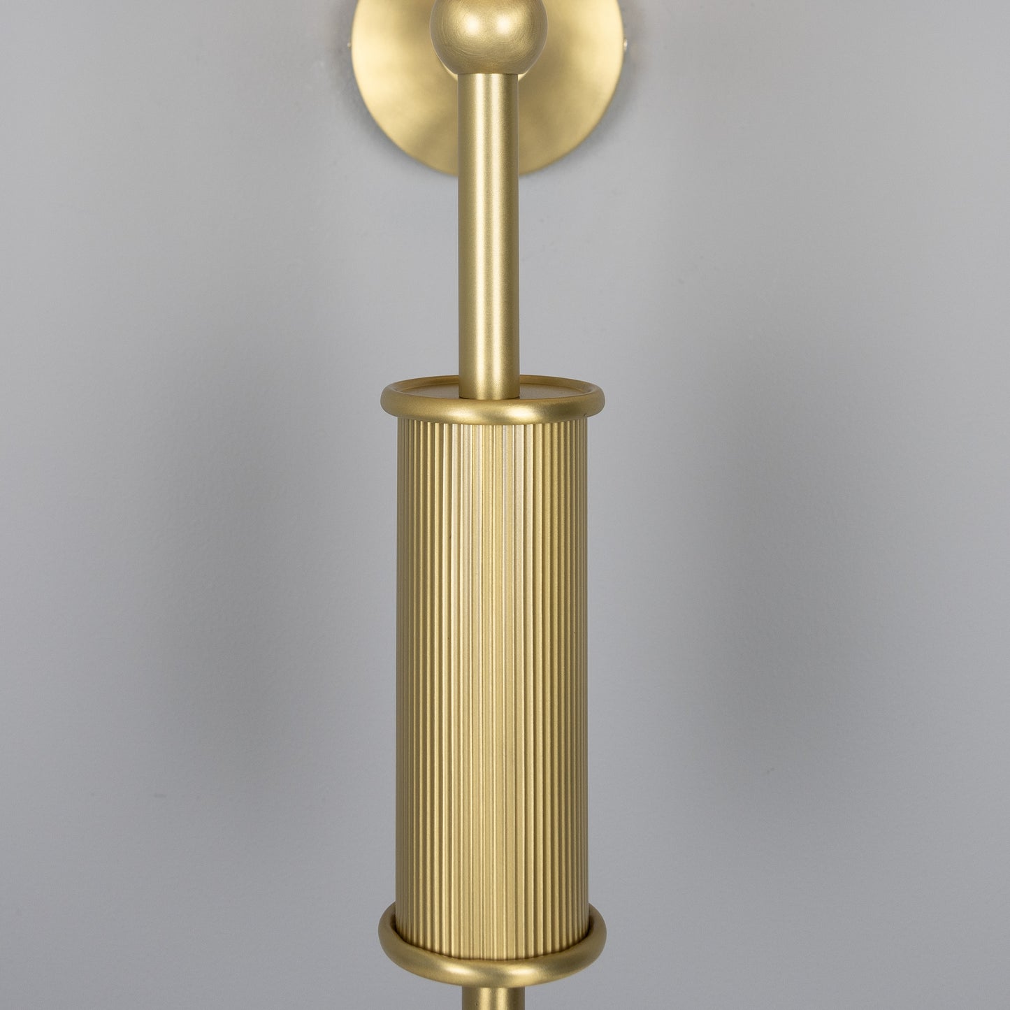 Gorey Contemporary Brass Wall Light with Drum Fabric Shade