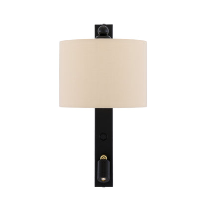 Khumo Wall Lightwith Fabric Shade and Adjustable Reading Light