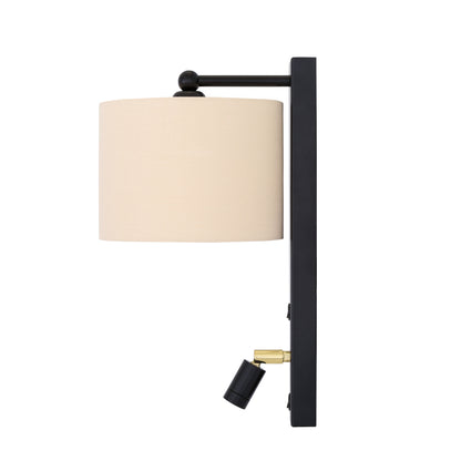 Khumo Wall Lightwith Fabric Shade and Adjustable Reading Light