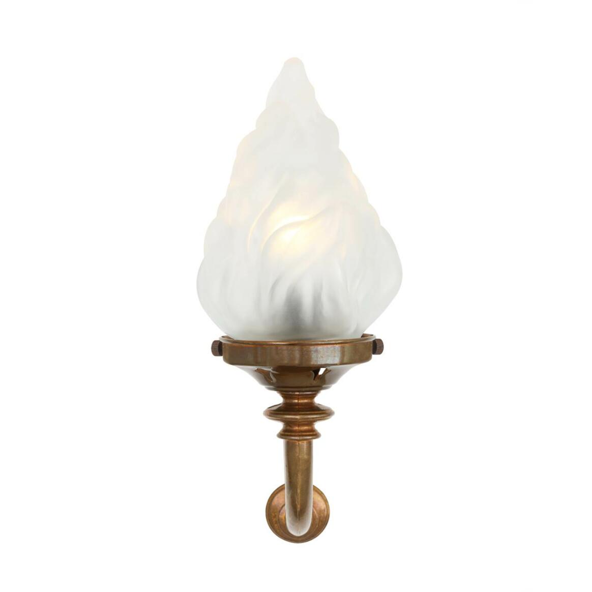 Darwin Traditional Brass Wall Light with Flame Glass Lamp Shade