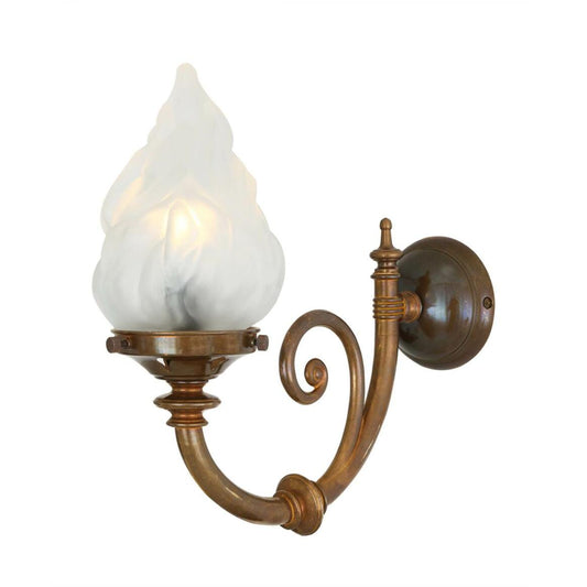 Darwin Traditional Brass Wall Light with Flame Glass Lamp Shade