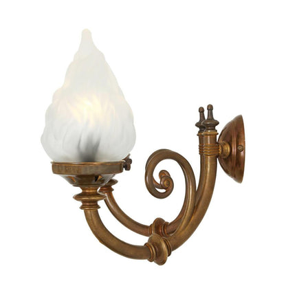 Darwin Two-Arm Traditional Wall Light with Flame Glass Lamp Shades