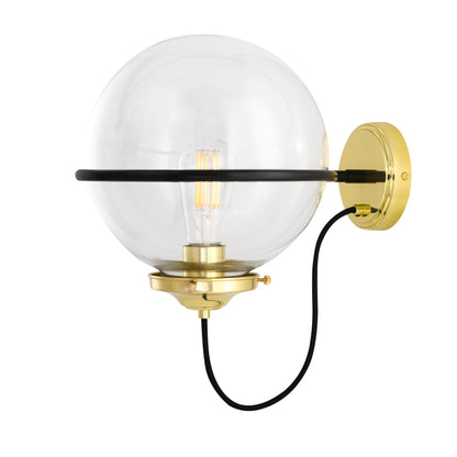 Oranmore Glass Globe Wall Light in Circular Steel Ring