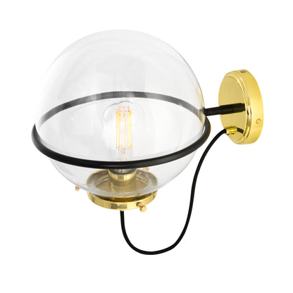 Oranmore Glass Globe Wall Light in Circular Steel Ring