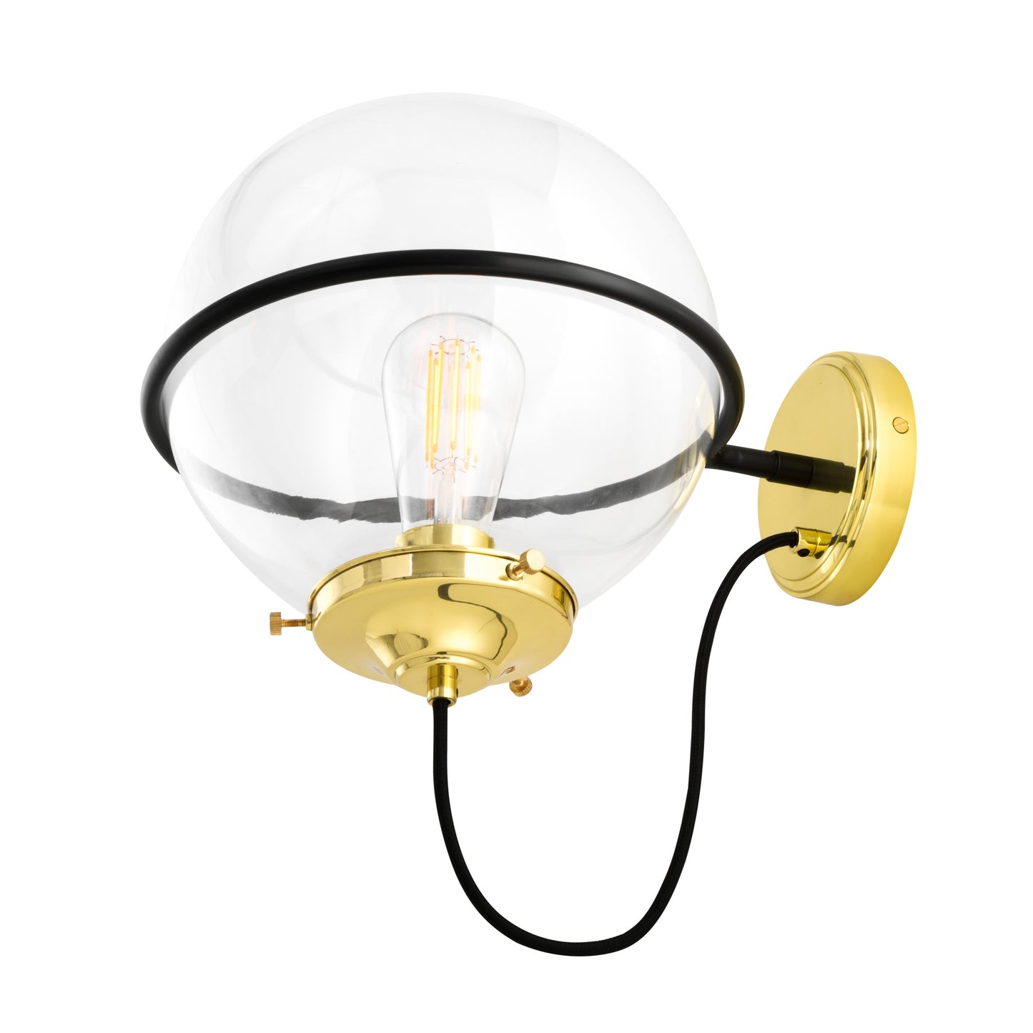 Oranmore Glass Globe Wall Light in Circular Steel Ring