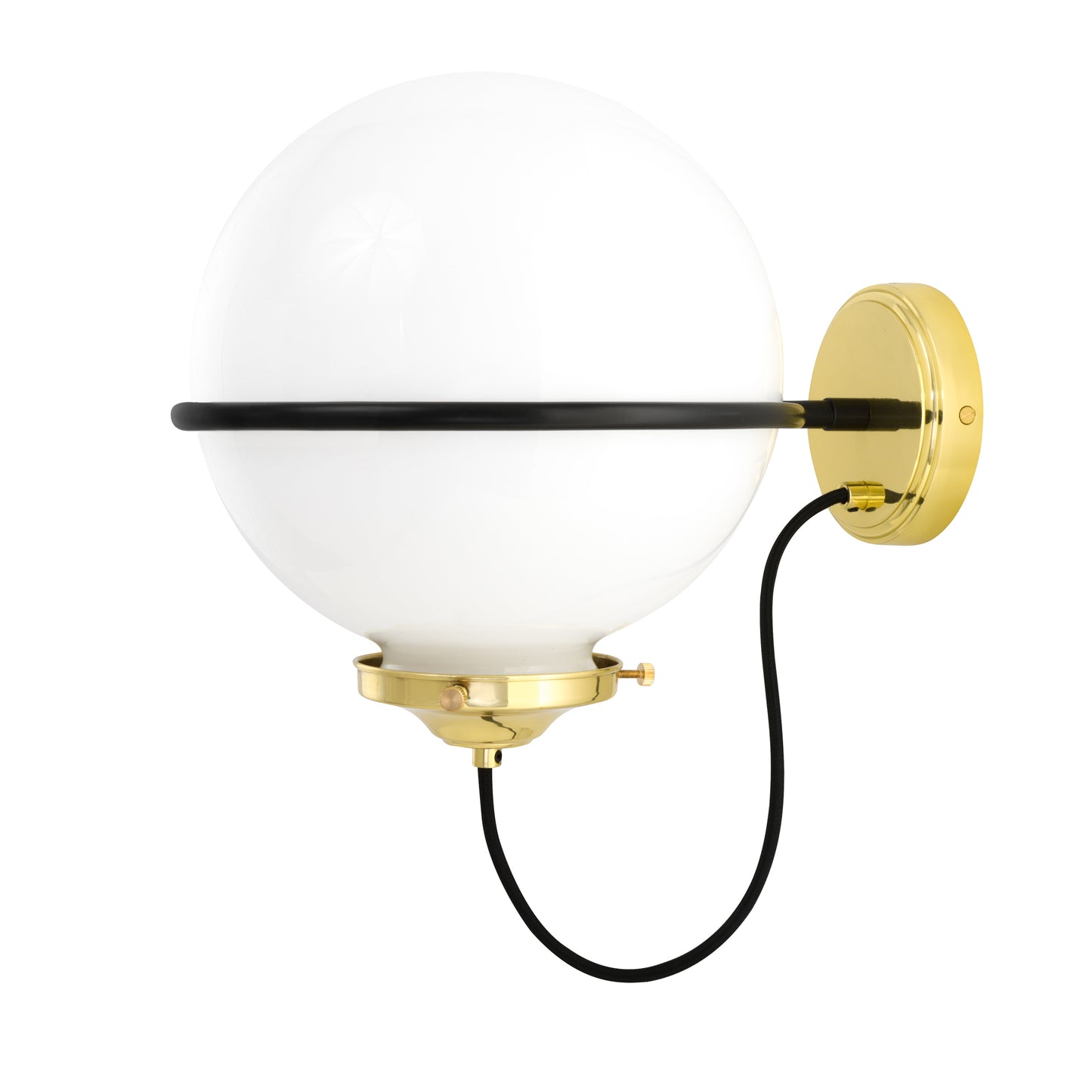 Oranmore Glass Globe Wall Light in Circular Steel Ring