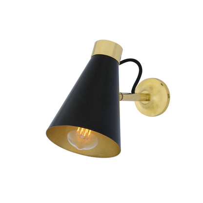 Preston Brass Wall Light with Adjustable Cone Shade