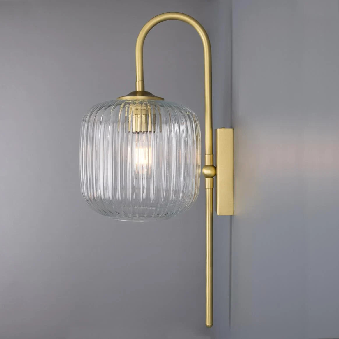 Astoria Reeded Glass and Brass Wall Light