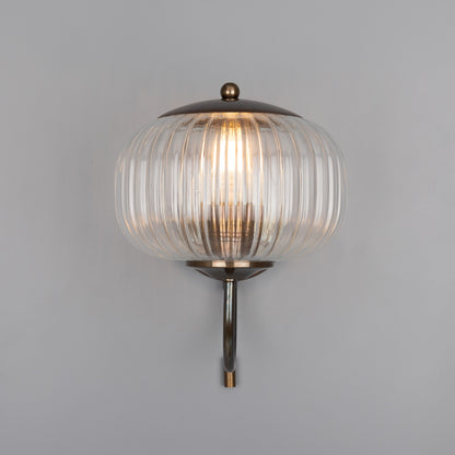 Nehir Reeded Glass Wall Light with Pull Switch