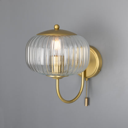 Nehir Reeded Glass Wall Light with Pull Switch