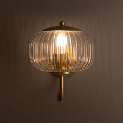 Nehir Reeded Glass Wall Light with Pull Switch