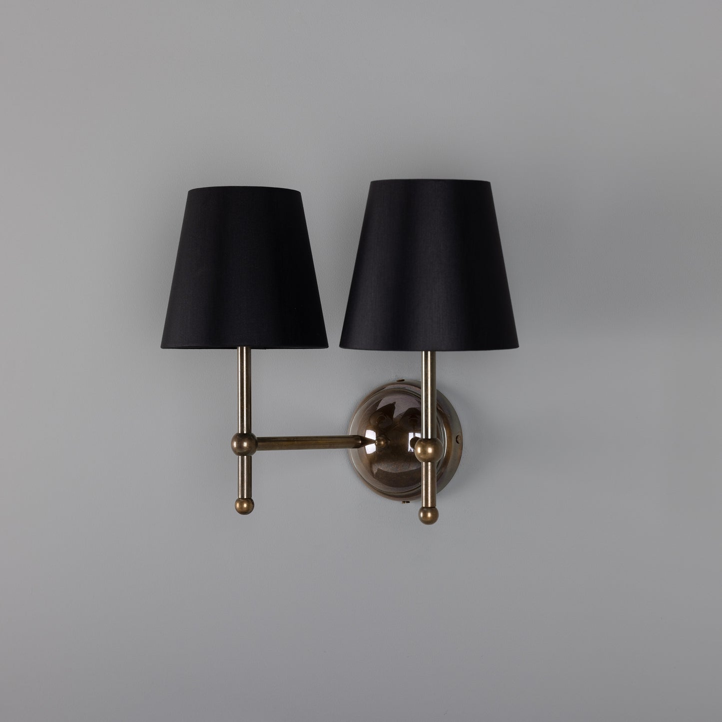 Bursa Modern Brass Double Wall Light with Fabric Shades