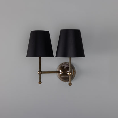 Bursa Modern Brass Double Wall Light with Fabric Shades