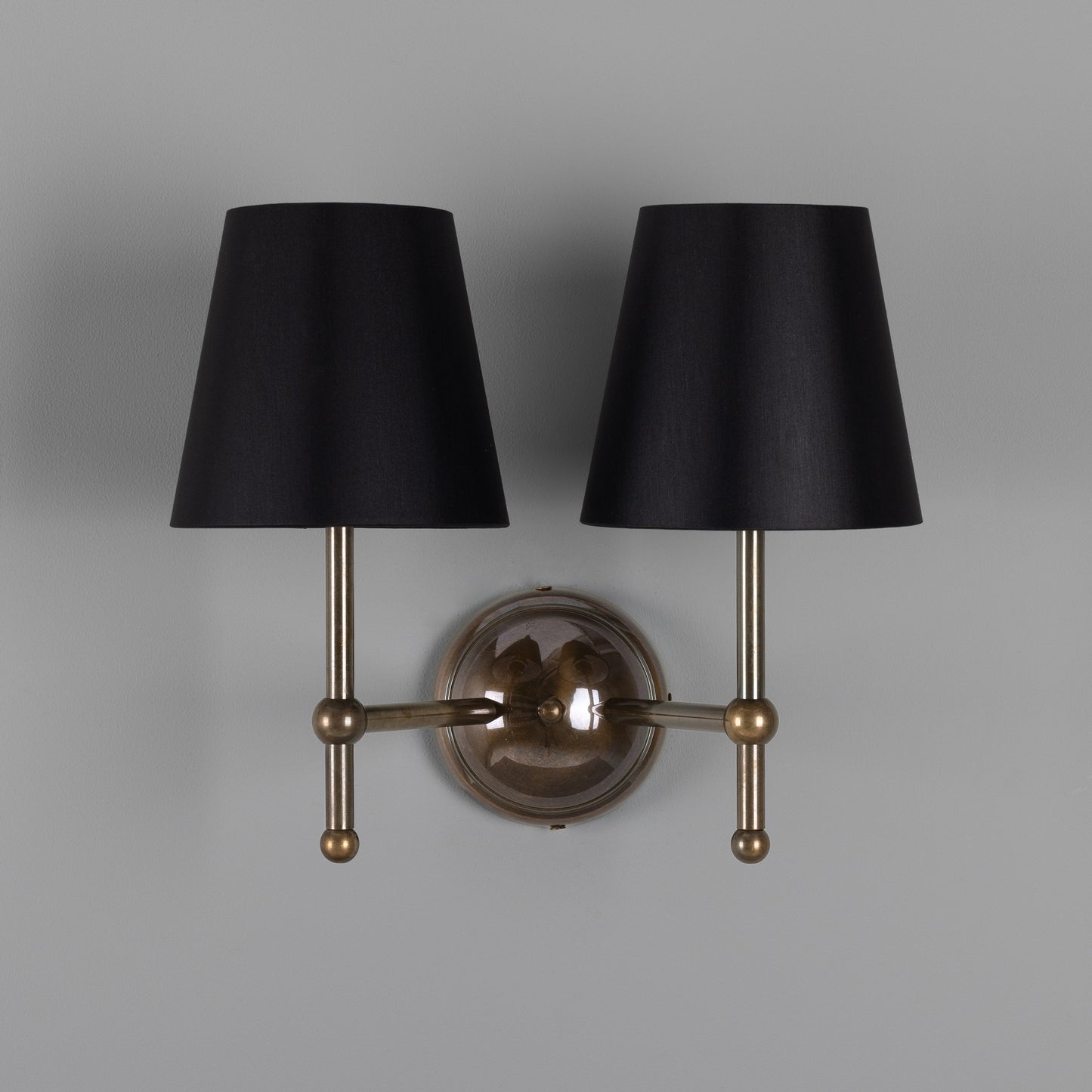 Bursa Modern Brass Double Wall Light with Fabric Shades