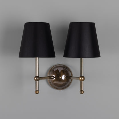 Bursa Modern Brass Double Wall Light with Fabric Shades