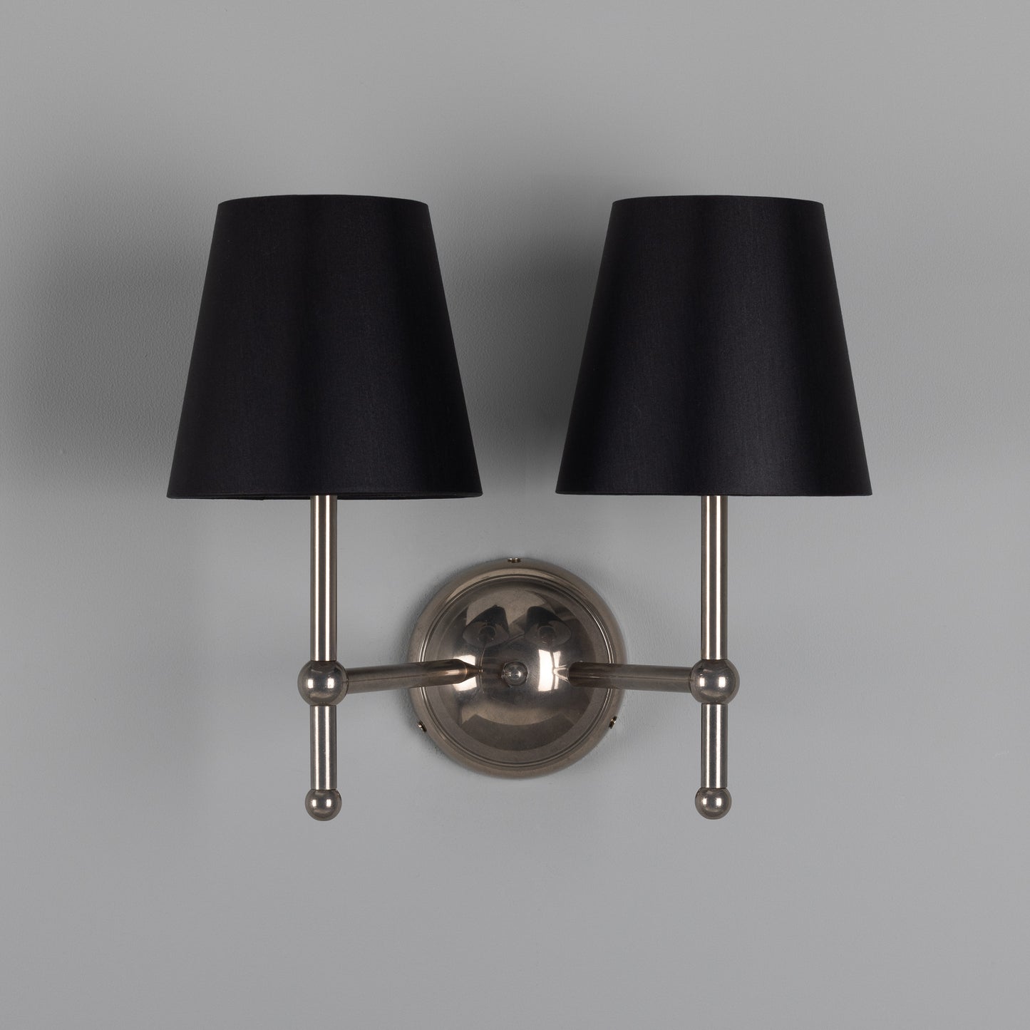 Bursa Modern Brass Double Wall Light with Fabric Shades