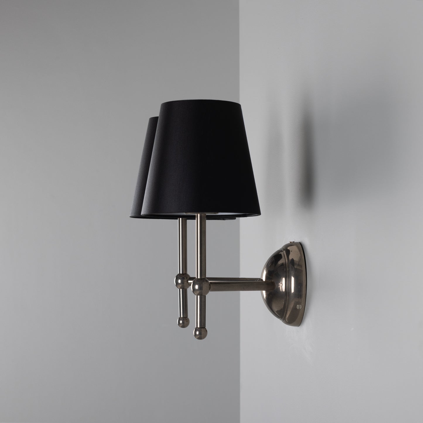 Bursa Modern Brass Double Wall Light with Fabric Shades