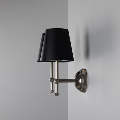 Bursa Modern Brass Double Wall Light with Fabric Shades