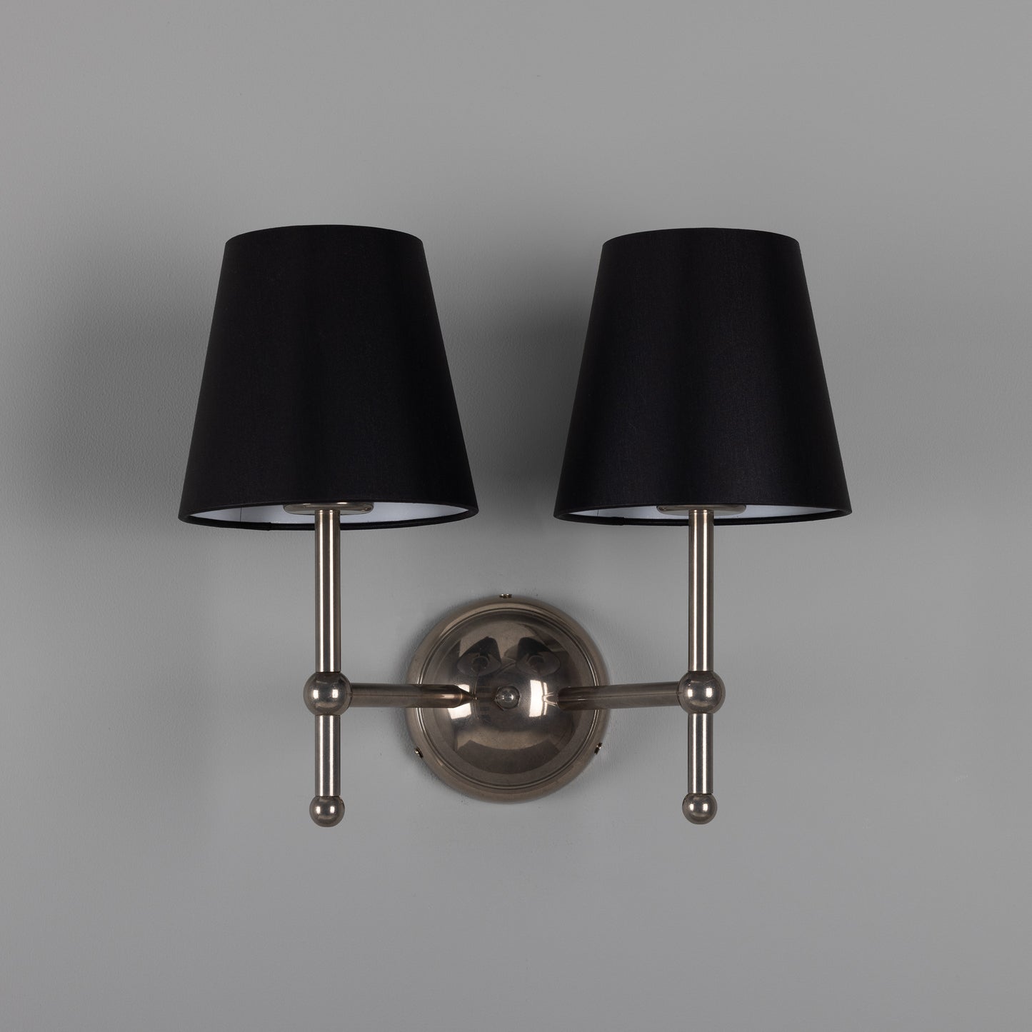 Bursa Modern Brass Double Wall Light with Fabric Shades