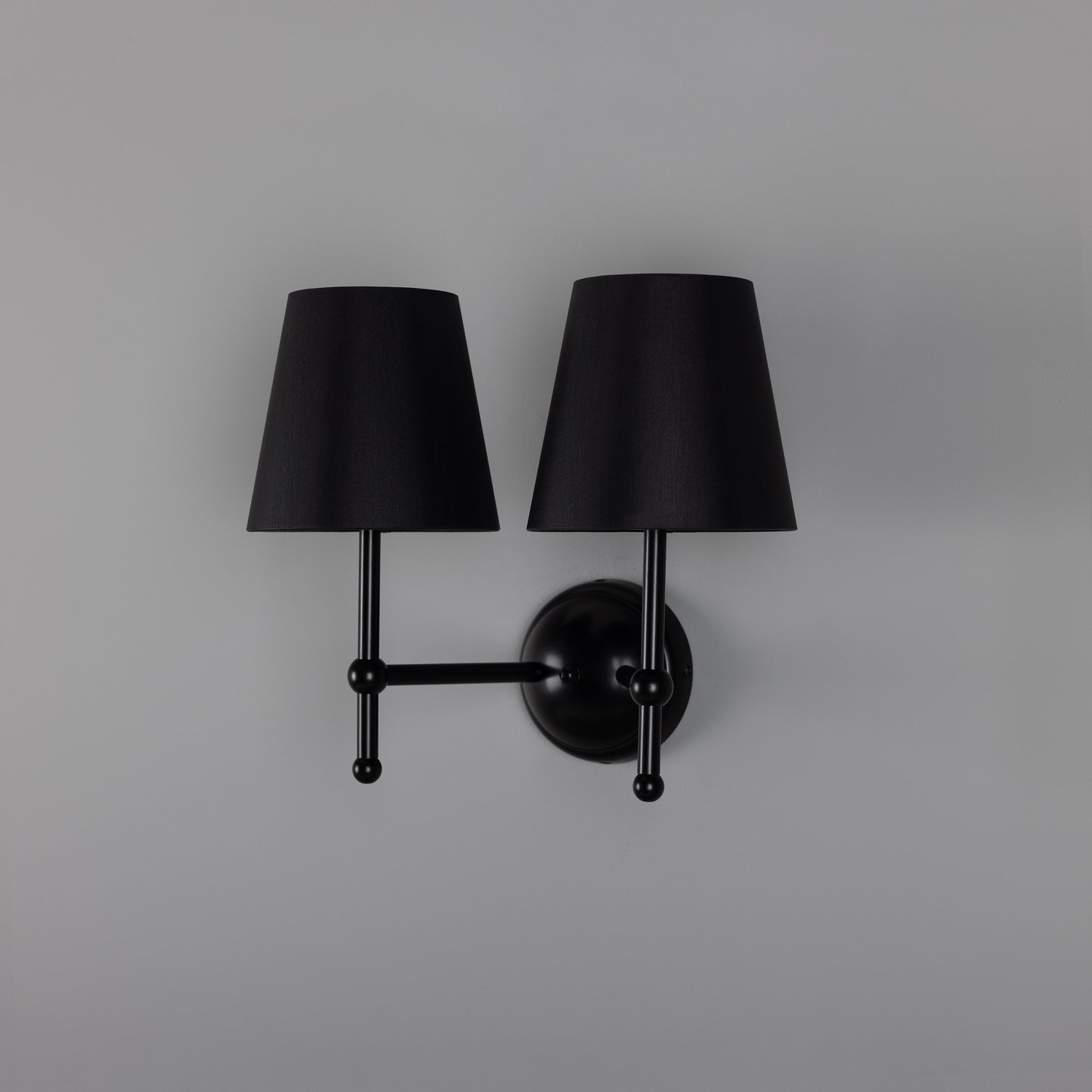 Bursa Modern Brass Double Wall Light with Fabric Shades
