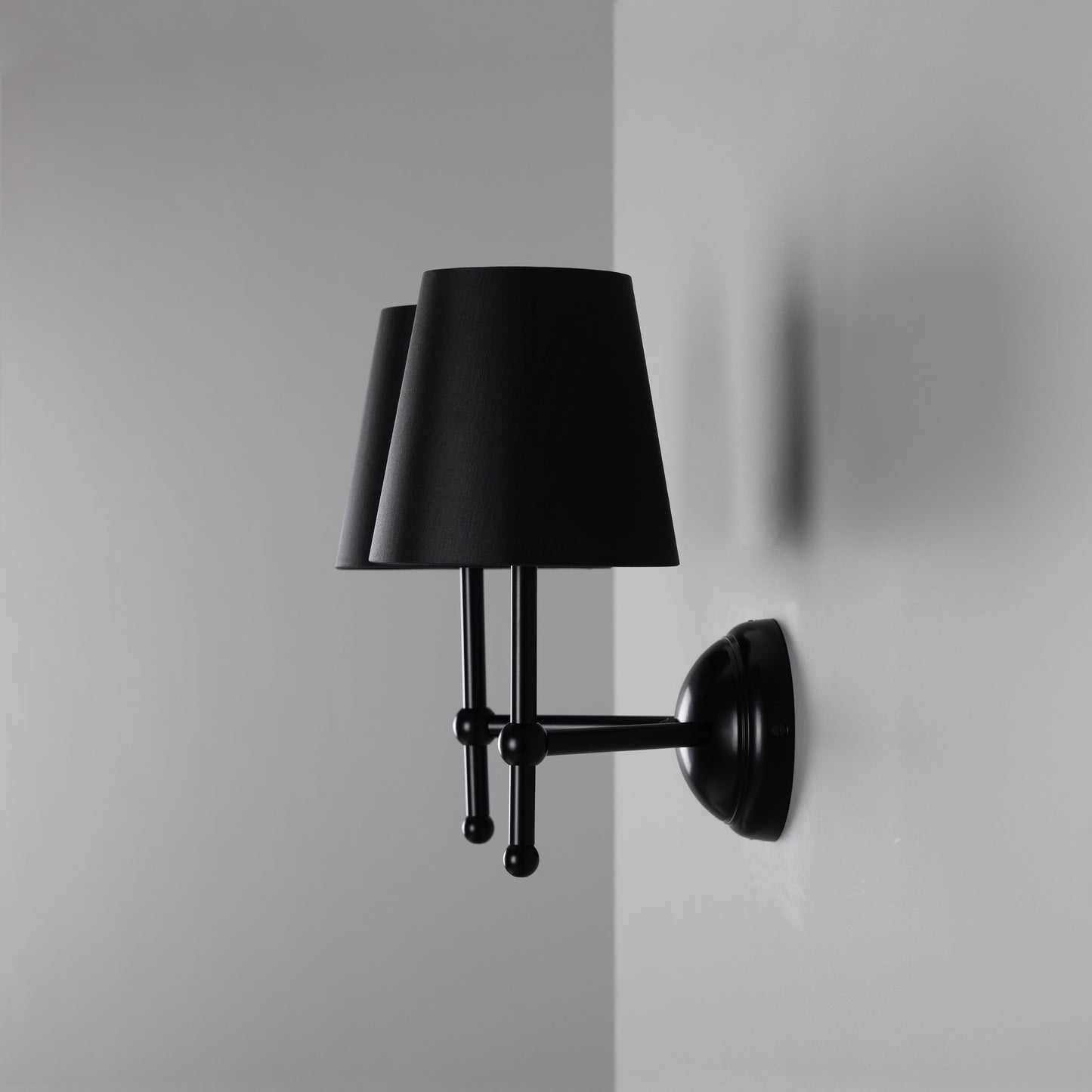Bursa Modern Brass Double Wall Light with Fabric Shades