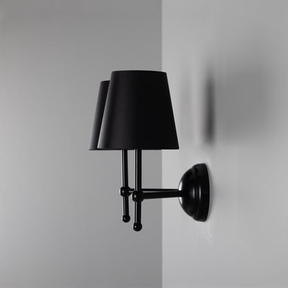Bursa Modern Brass Double Wall Light with Fabric Shades